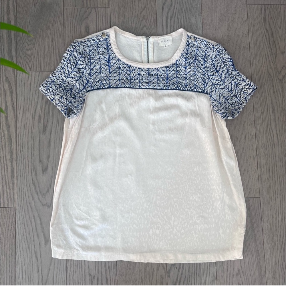 Sezane Embroidered Top sz S